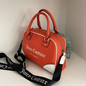 REDUCED Juicy Couture Fashionista Sports Bowler Satchel Crossbody Orange & White